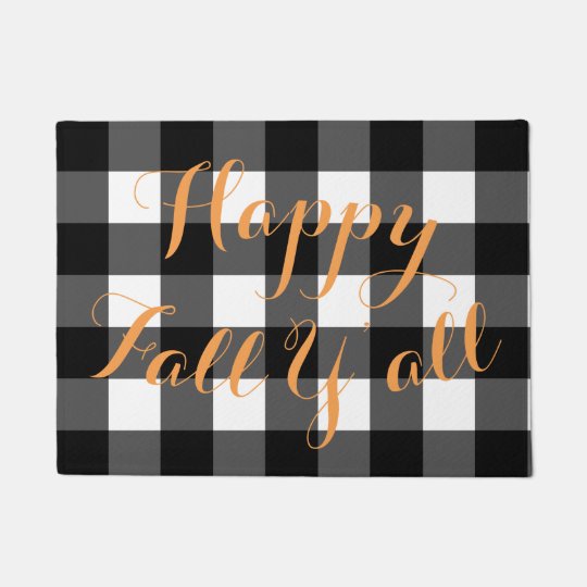 Happy Fall Y All Buffalo Check Door Mat Zazzle Com