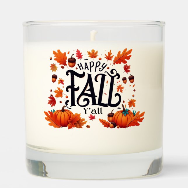 Happy Fall Y'all classic  Scented Candle (Front)
