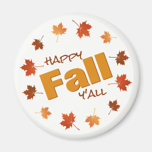 happy fall y'all colorful autumn maple leaves magnet