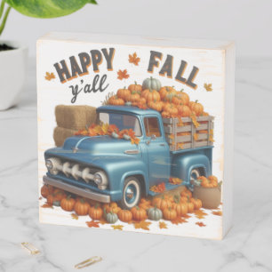 Happy Fall Y'all - Country Truck - Pumpkins Wooden Box Sign