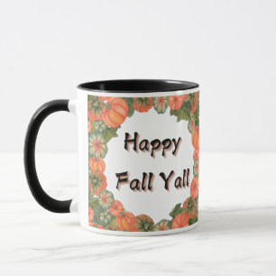 Happy Fall Y'all: Cozy Autumn Pumpkin and Leaves Mug