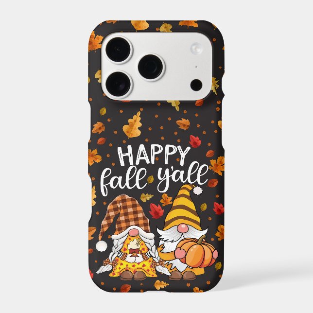 Happy Fall Yall Cute Gnome Pair Clear iPhone Case (Back)