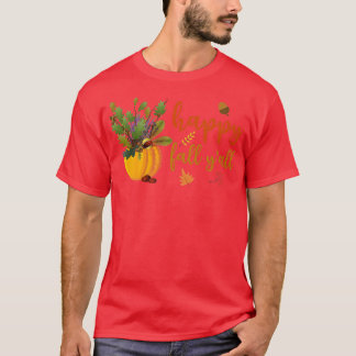 Happy Fall Yall Cute Pumpkin Leaves Autumn Fall Se T-Shirt