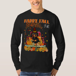 Happy Fall Y'all Dachshund Dog On Truck Pumpkin Fa T-Shirt