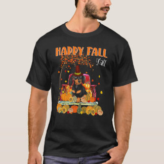 Happy Fall Y'all Dachshund Dog On Truck Pumpkin Fa T-Shirt