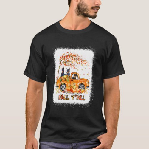 Happy Fall YAll Doberman Riding Truck Pumpkin Aut T_Shirt