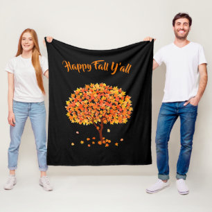 Happy Fall Y'all Fall Season Cozy Home Decor Fleece Blanket