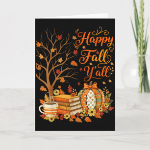 Happy Fall Y'all Floral Pumpkin Autumn Coffee Card