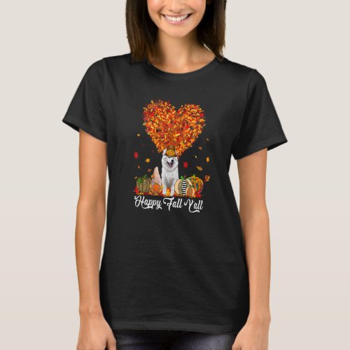 Happy Fall Yall Funny American Eskimo Autumn Pump T_Shirt