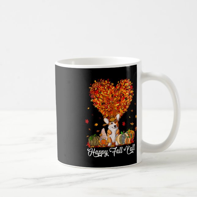 Happy Fall Y'all Funny Corgi Autumn Pumpkins  Coffee Mug (Right)