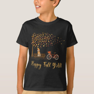 Happy Fall Y'All Funny Golden Retriever Dog Autumn T-Shirt