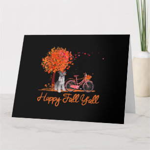 Happy Fall Yall Funny Schnauzer Dog Autumn Bicycle Card