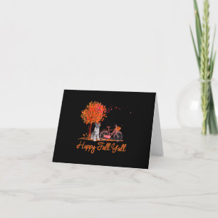 Happy Fall Yall Funny Schnauzer Dog Autumn Bicycle Letterpress Thank You Card