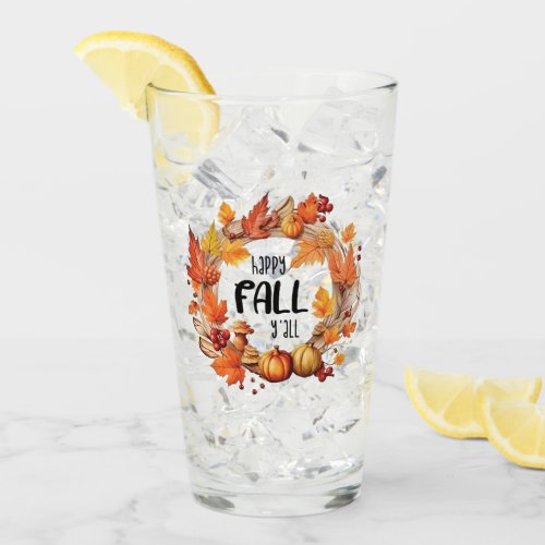 Happy Fall Yall Glass
