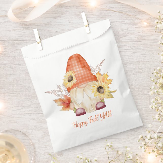 Happy Fall Y'All Gnome Favor Bag (Clipped)