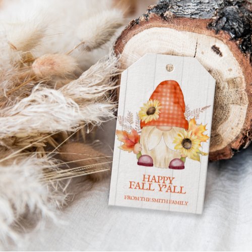 Happy Fall YAll Gnome Favor Gift Tags