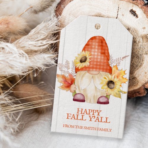 Happy Fall YAll Gnome Favor Gift Tags