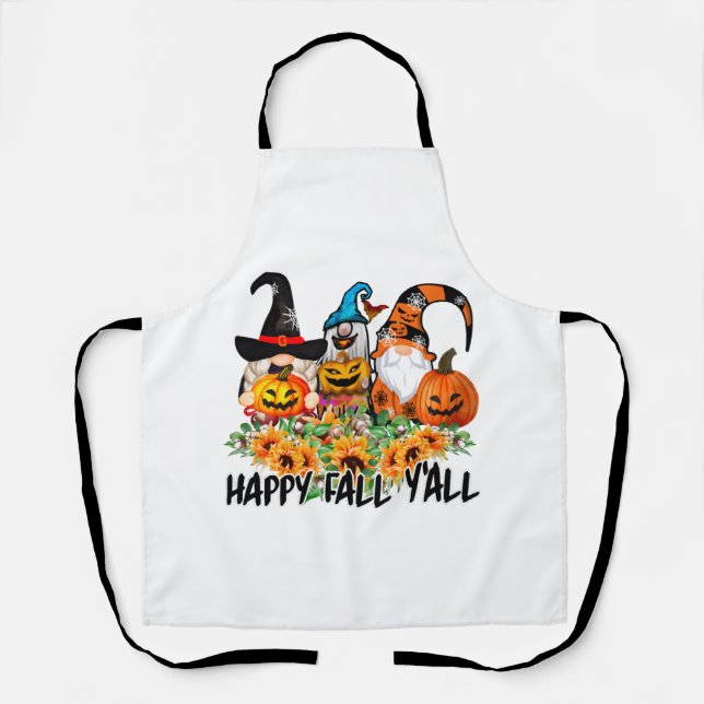 Happy Fall Y'all Gnome Leopard Gnome Sunflower Apron (Front)