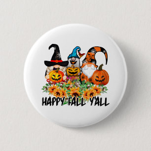 Happy Fall Y'all Gnome Leopard Gnome Sunflower Button