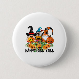 Happy Fall Y'all Gnome Leopard Gnome Sunflower Button