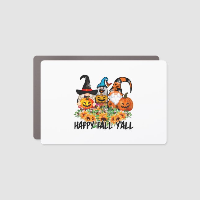 Happy Fall Y'all Gnome Leopard Gnome Sunflower Car Magnet (Front)