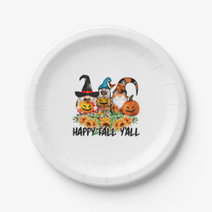 Happy Fall Y'all Gnome Leopard Gnome Sunflower Paper Plates