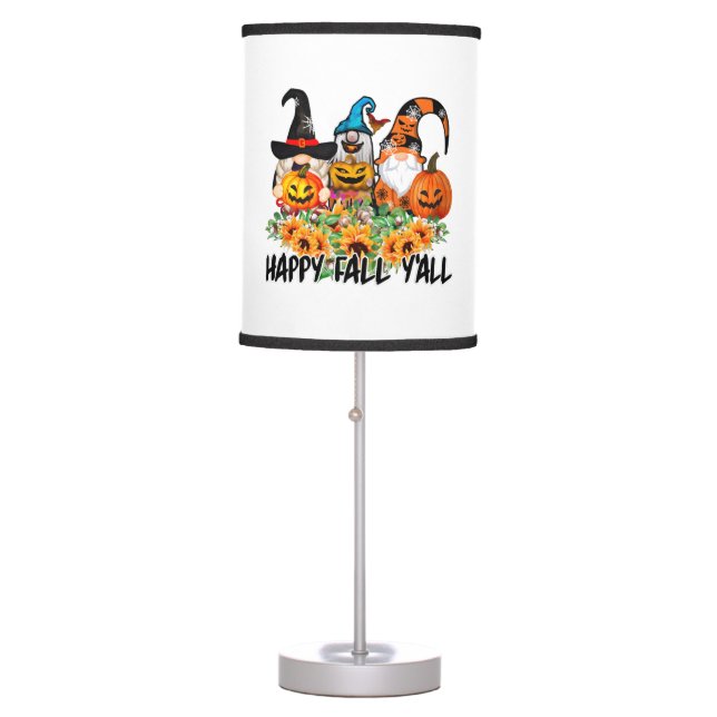 Happy Fall Y'all Gnome Leopard Gnome Sunflower Table Lamp (Front)