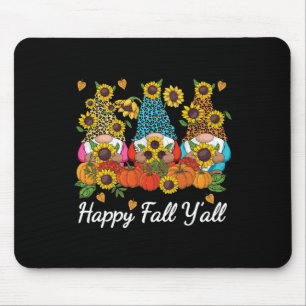 Happy Fall Y'all Gnome Leopard Pumpkin Autumn Mouse Pad