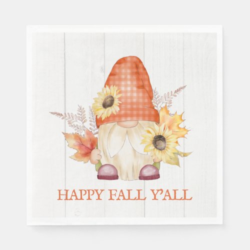 Happy Fall YAll Gnome Napkins