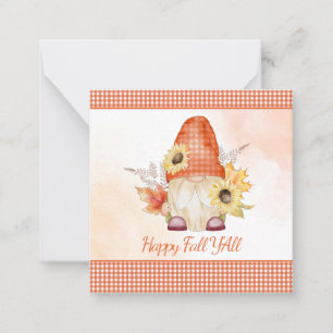 Happy Fall Y'All Gnome Note Card