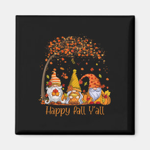 Happy Fall Y'all Gnome Pumpkin Autumn Leaves Thank Magnet