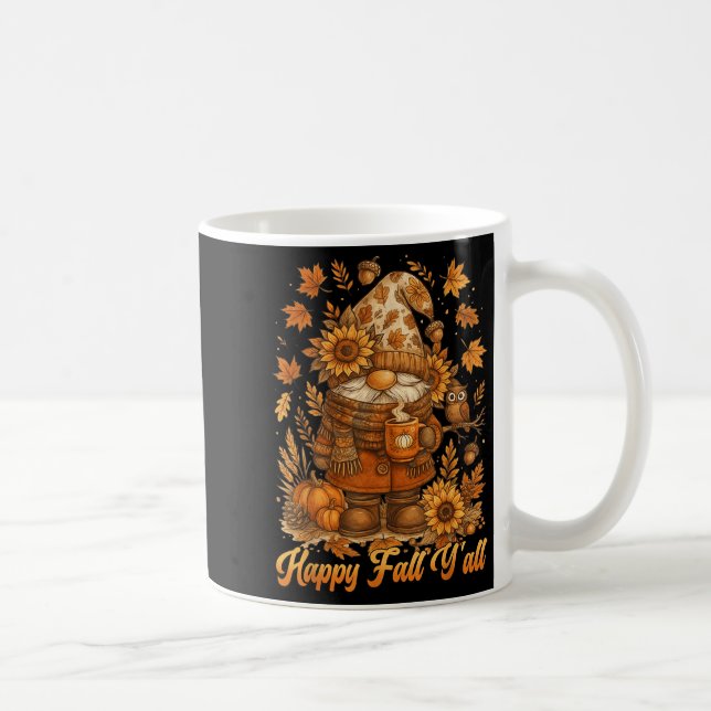 Happy Fall Y'all Gnome Pumpkin Autumn Thanksgiving Coffee Mug (Right)
