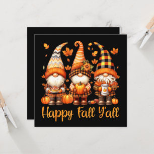Happy Fall Y'all Gnome Pumpkin Autumn Thanksgiving Invitation