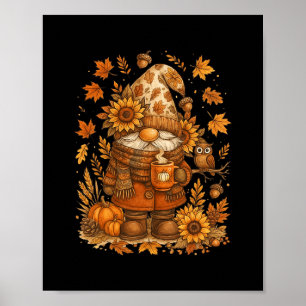 Happy Fall Y'all Gnome Pumpkin Autumn Thanksgiving Poster
