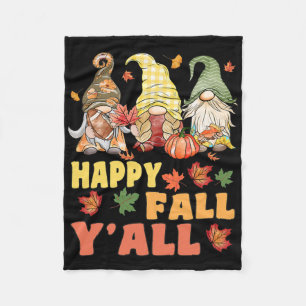 Happy Fall Y'all Gnome Pumpkin Funny Autumn Gnomes Fleece Blanket