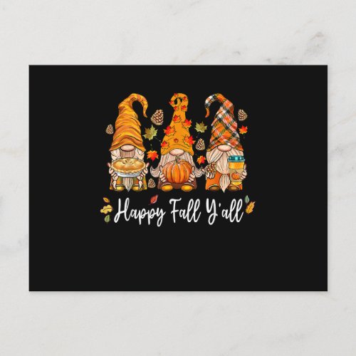 Happy Fall Yall Gnome Pumpkin Truck Autumn Thanks Postcard