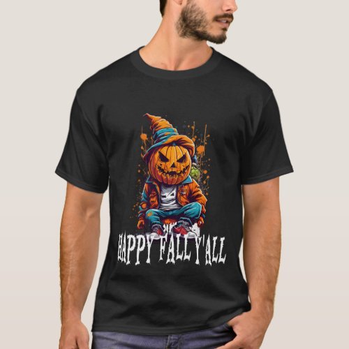 happy fall yall gnome pumpkin truck autumn thanks T_Shirt