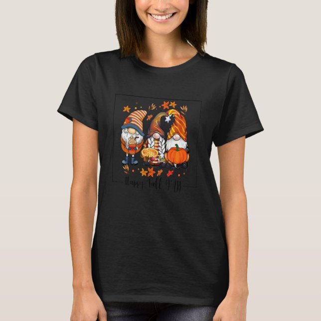 Happy Fall Yall Gnomes Leopard  Autumn Fall Gnomes T-Shirt (Front)