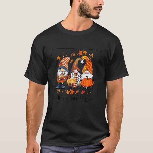 Happy Fall Yall Gnomes Leopard  Autumn Fall Gnomes T-Shirt (Front)