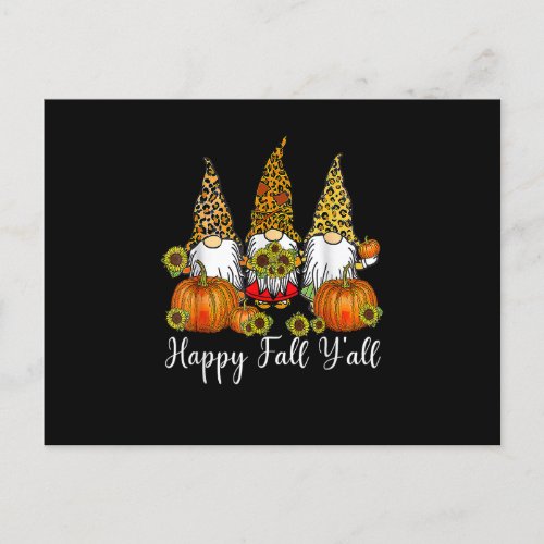 Happy Fall Yall Gnomes Leopard Pumpkin Autumn Tha Postcard
