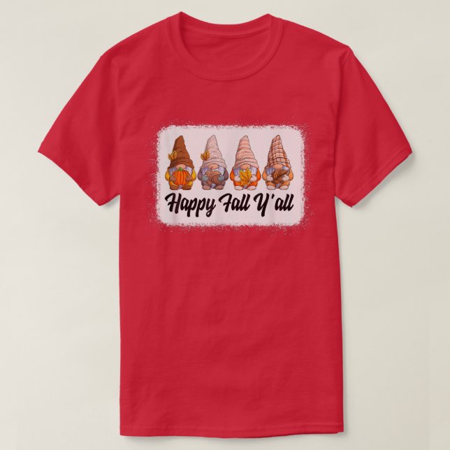Happy Fall Yall Gnomes Leopard pumpkin autumn than T-Shirt (Design Front)