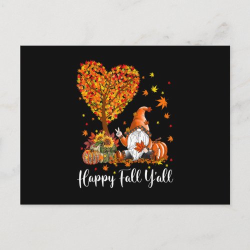 Happy Fall Yall Gnomes Pumpkin Autumn Vibes Thank Postcard