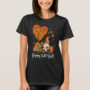 Happy Fall Y'all Gnomes Pumpkin Autumn Vibes Thank T-Shirt
