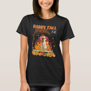 Happy Fall Y'all Golden Retriever On Truck Pumpkin T-Shirt