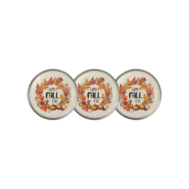 Happy Fall Y'all Golf Ball Marker (3 Up)