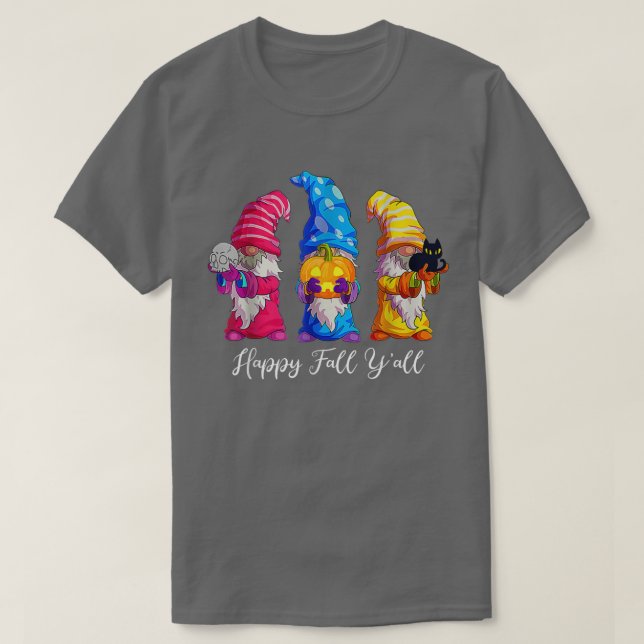 Happy Fall Yall Halloween Gnomes Pumpkin Autumn Fa T-Shirt (Design Front)