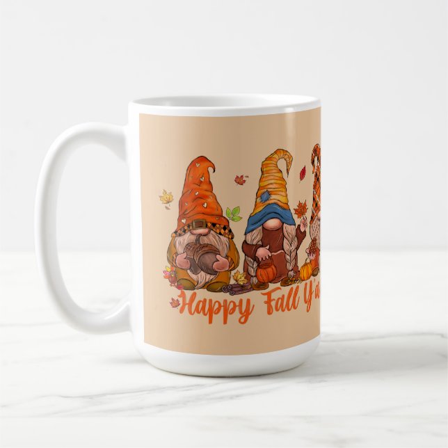 Happy Fall Y'All Holiday Gnomes Coffee Mug (Left)