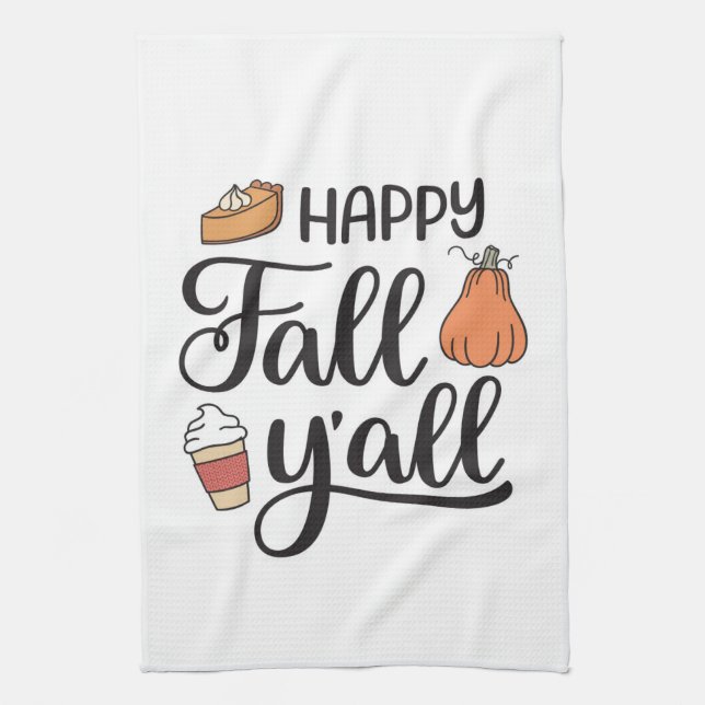 Happy Fall Y'all Kitchen Towel (Vertical)