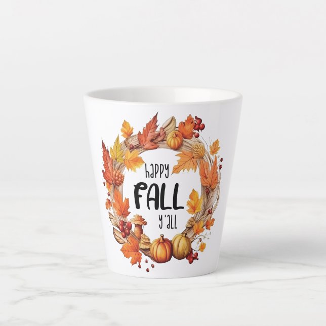 Happy Fall Y'all Latte Mug (Front)