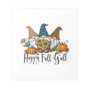 Happy Fall Y'all Leopard Gnome Notepad